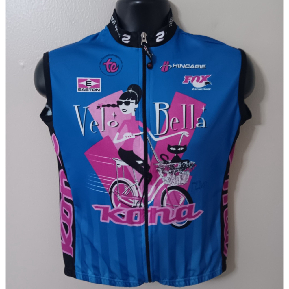 Hincapie Women's XL Cyling Jersey Vest Sleeveless Full Zip Blue Black